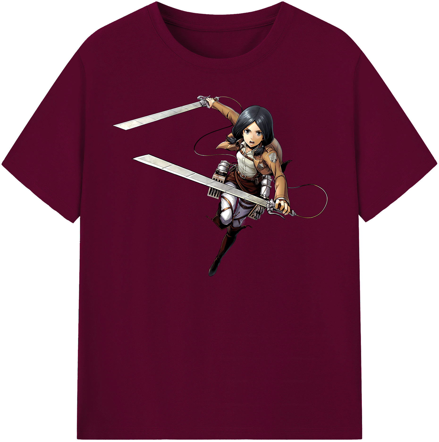 （画像用） 進撃の巨人 ミカサ·アッカーマン Attack on Titan Mikasa Ackerman レディースカジュアルプリントTシャツ（綿100％）